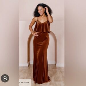 Revelry Riley Velvet Dress - rust